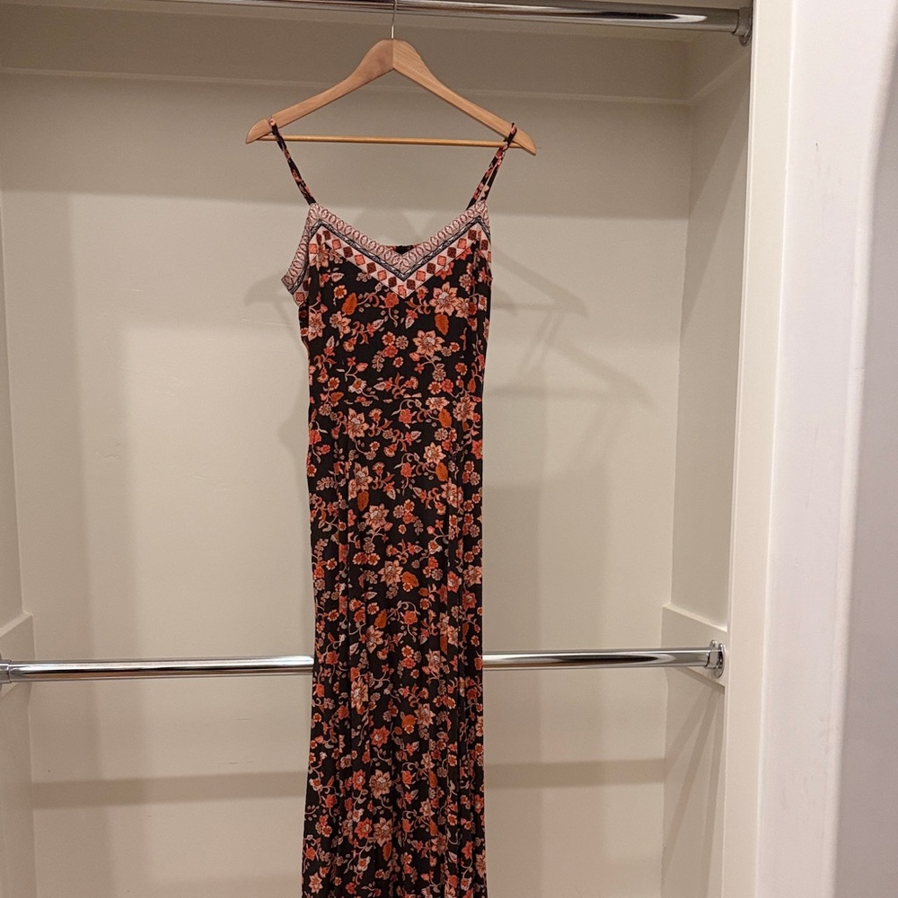 Idyllwind Black and Pink Floral Maxi Dress